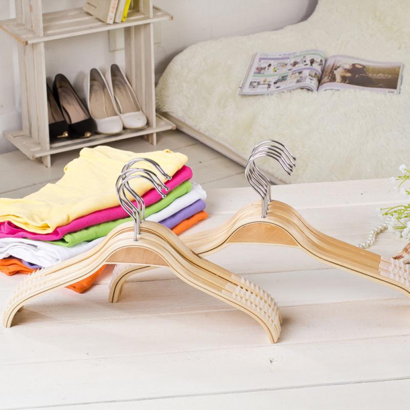 1PC Smooth Solid Wood Hanger Non-slip No Trace Hanger For Adult Children Wardrobe Storage