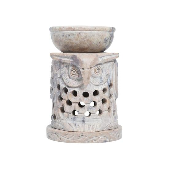 

Крокон Подсвечник-аромалампа из стеатита ручной работы в виде совы – Подставка для чайной свечи и диффузор для ароматерапии для декора дома, гостиной, размер 2,7x4 дюйма