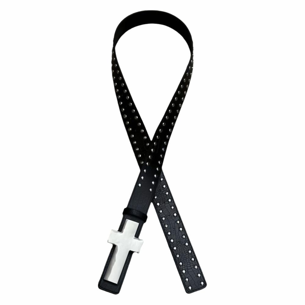 All-match Punk Studded Belt Studded Design Cross Hip Hop Belt New Harajuku Style Belt  Concert чёрный