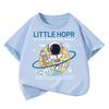 1pcs Boys 100% Cotton Tee Summer Cartoon Fashion T-shirt Student Short-sleeveds Astronaut Print Tops Childrens Round Neck Tshirt