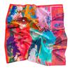 New Versatile Pastoral Oil Painting Printing Small Square Scarf Light and Breathable Silk Cotton Small Scarf Women's French Silk Scarf