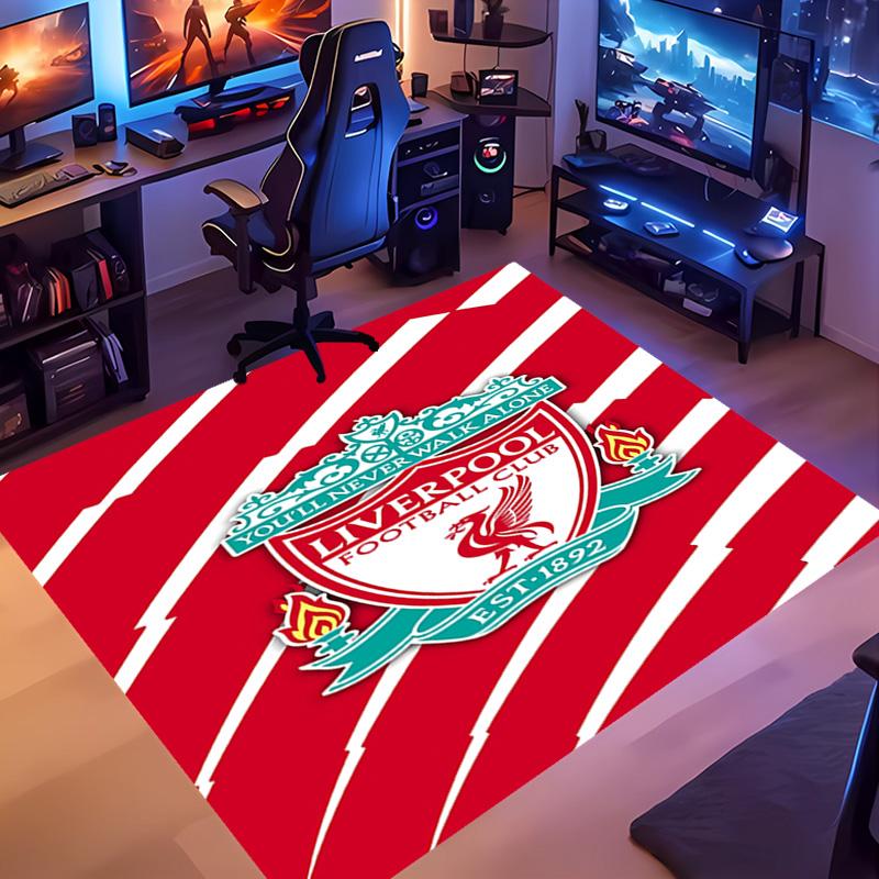 1pc Liverpool FC logo Entrance Mat, Non-Slip Mat Area Rug,Room Decor, Outdoor Decor, Kitchen Rug,Doormat - Machine Washable, Easy to Clean