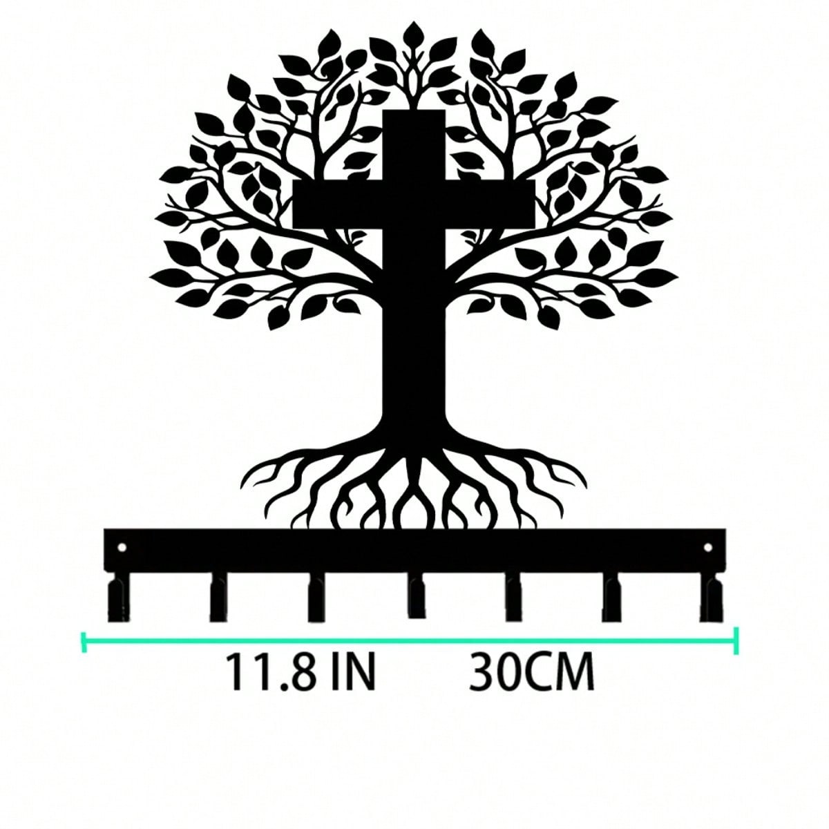 

7 Hook Rust Proof Hand Forged Metal Wall Rack Storage for Kitchen Bathroom 29x30