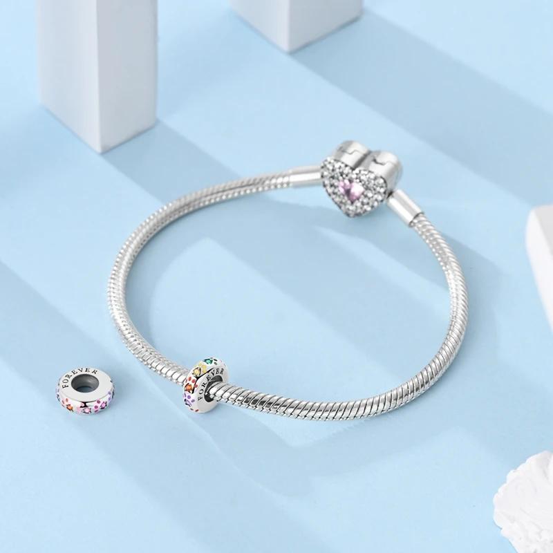Charm Bead Components Copper Metal Colored Claw Print Durable Rubber Stopper Bead Components Compatible With Plata Authentic Original Bracelets Women