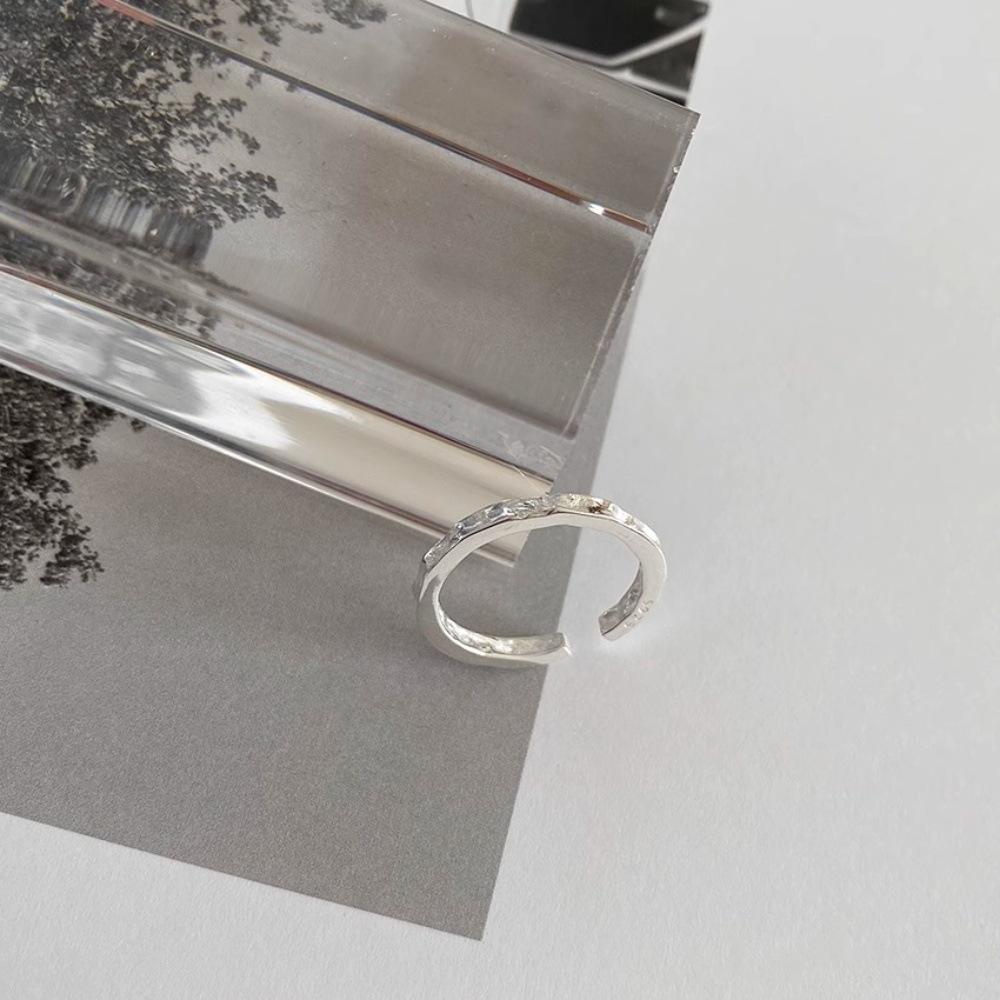 

Korean version of irregular texture pleated tinfoil ring s sterling silver flow open index finger ring ring
