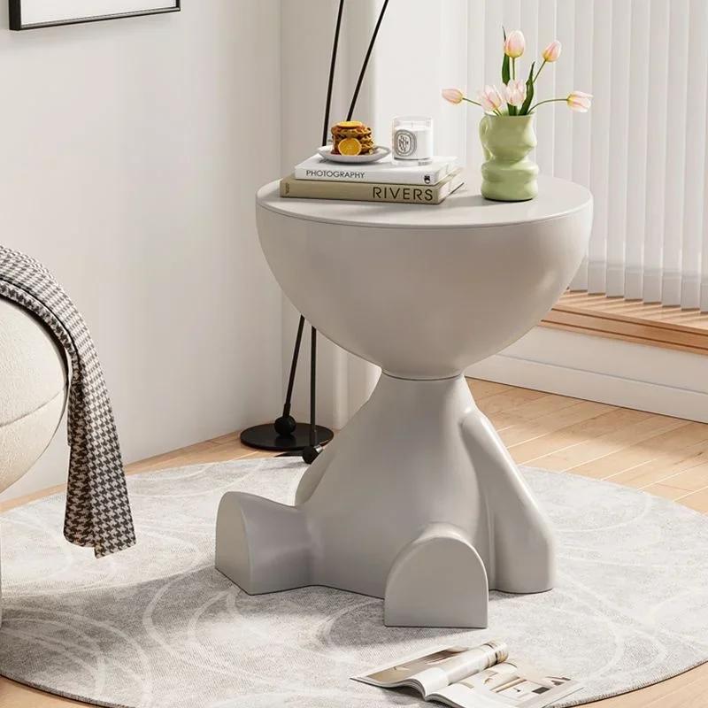 Kreativer Couchtisch Creme Couchtisch Sofa Creme Stil Wohnzimmer Sofa Kunststoff Beistelltisch beweglicher runder Tisch Ecke