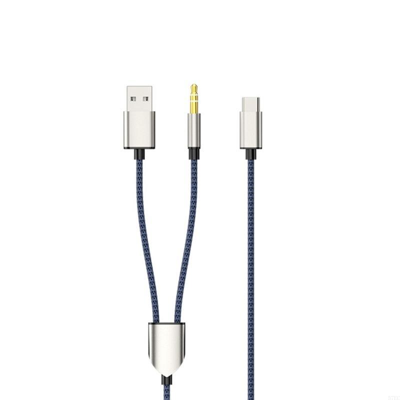 Two-in-one Type-C to USB A 3.5mm Car Stereo Aux Headphone Cable 2 in 1 Connection Wire Line for USB C PhonesTablets