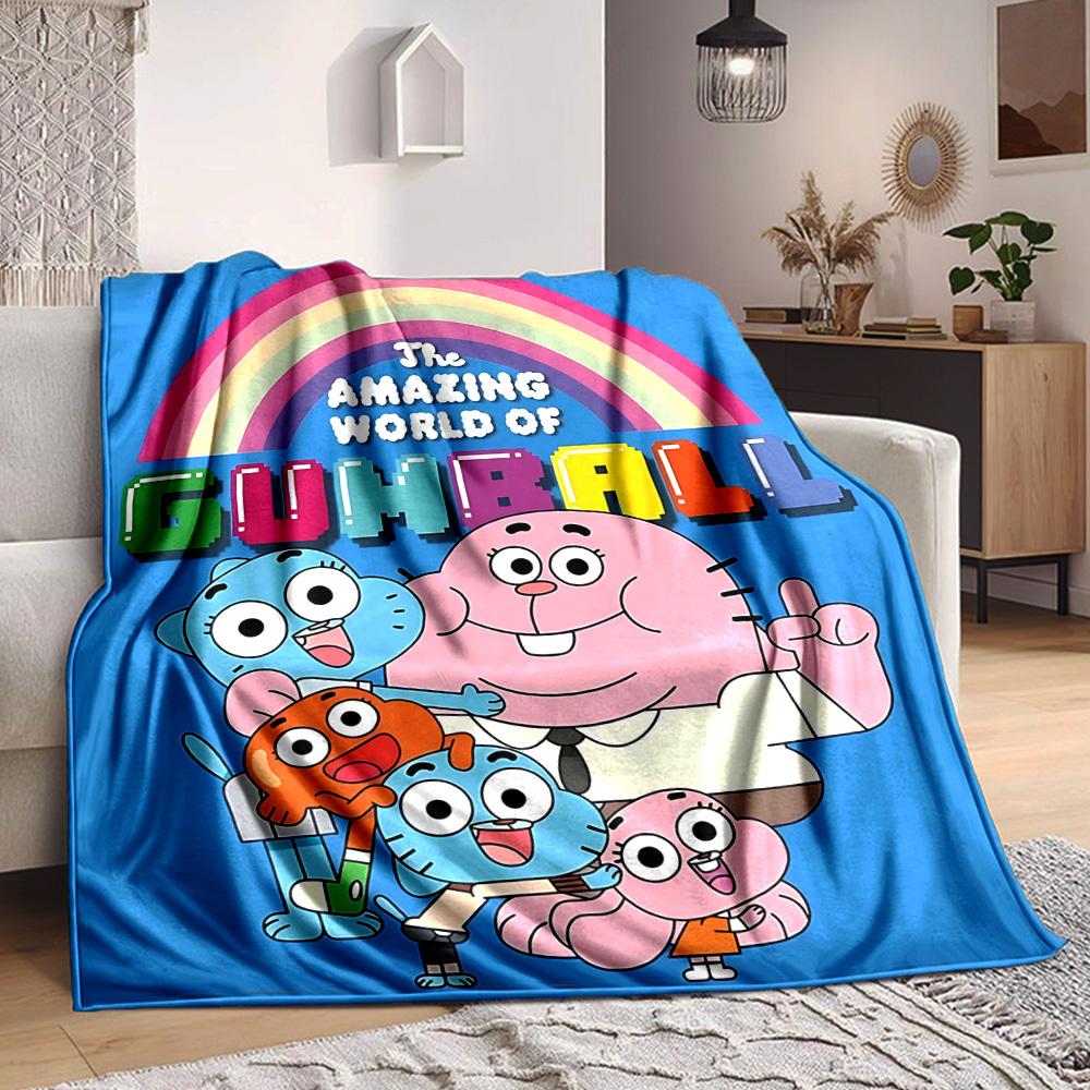1pc The Amazing World of Gumball Cozy Print Blanket - Lightweight Warm Flannel Throw