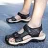 Foreign Trade Sandals Men's 2025 Summer New Cowhide Beach Shoes Hollow One Pedal Velcro Outdoor Sandals