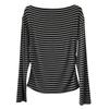 Juzhi Spring Retro Striped Off-Shoulder Slim Fit Long Sleeve T-shirt