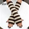 Knitted Arm Warmers for Women Striped Women, Fingerless Sleeves, Soft Comfortable Sleeves Typing Thermal Wrist Autumn Winter, Fashion Accessories