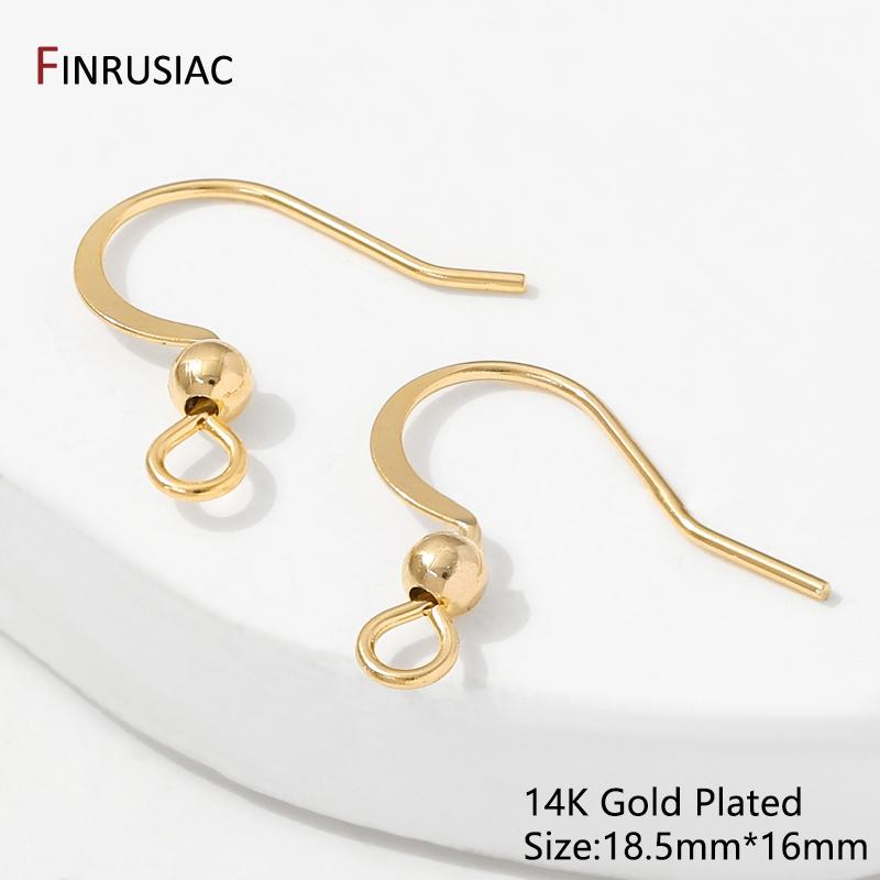 

14K Gold Plated Brass Ear Wire With Loop And Bead,Earring Hooks Accessories DIY Earring Making Findings,Supplies for Jewelry 10 pieces