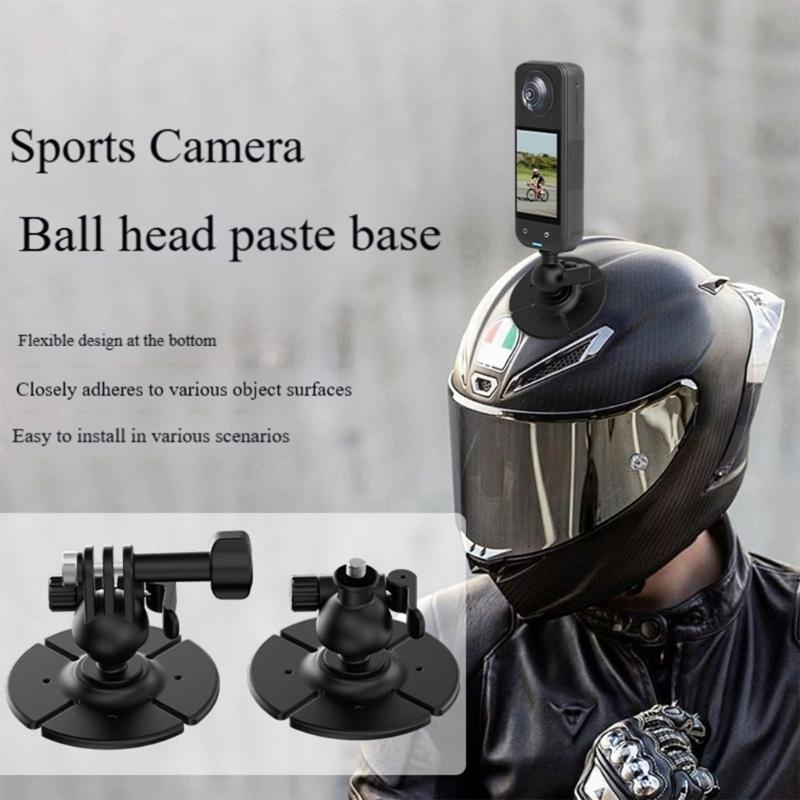Flexible Adhesive Helmet Mount Base With 360 Swivels Ball Head For Secure Mounting On Various Surfaces