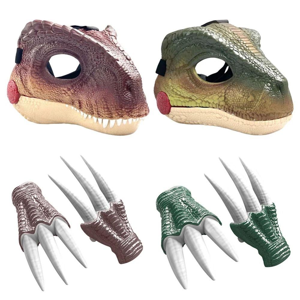 Sound Dinosaur Mask Headwear Movable Mouth Dinosaur Head Face Cover 3D Dinosaur Mask  Halloween