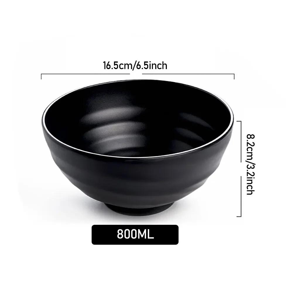 Fancyfamily Black Frosted Melamine Japanese Style Beef Ramen Bowl Bamboo Hat Shape Soup Bowl Fast Food Tableware