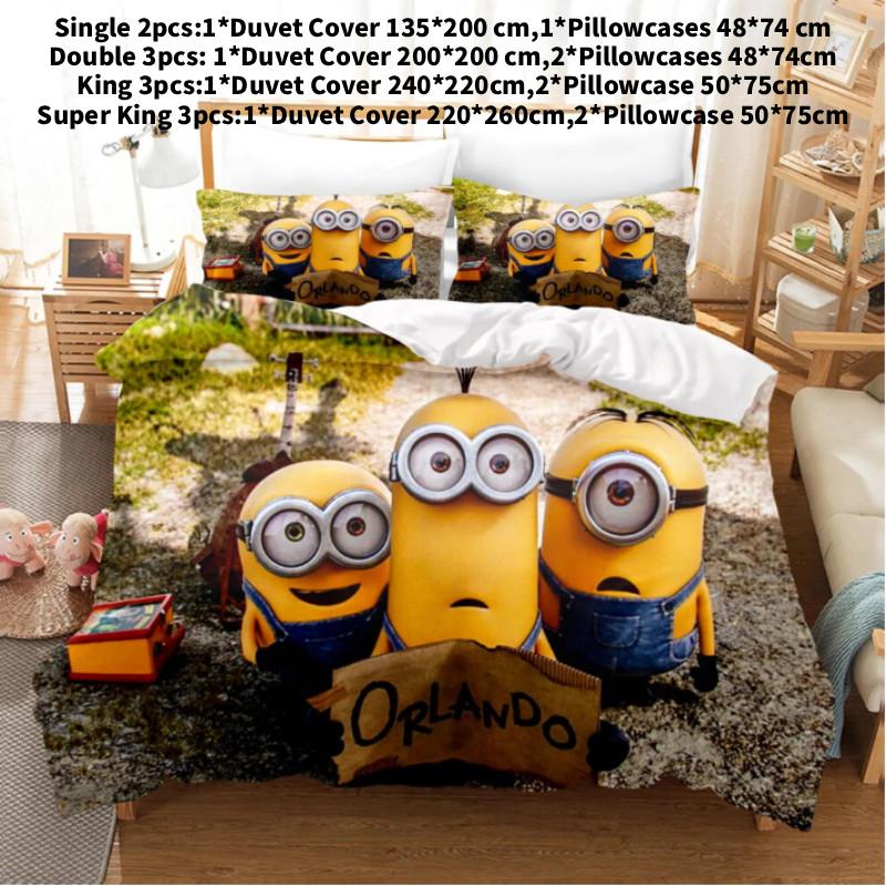 Duvet Anime Minions Cover Set Comforte Printed Cartoon Twin Bedding Christmas