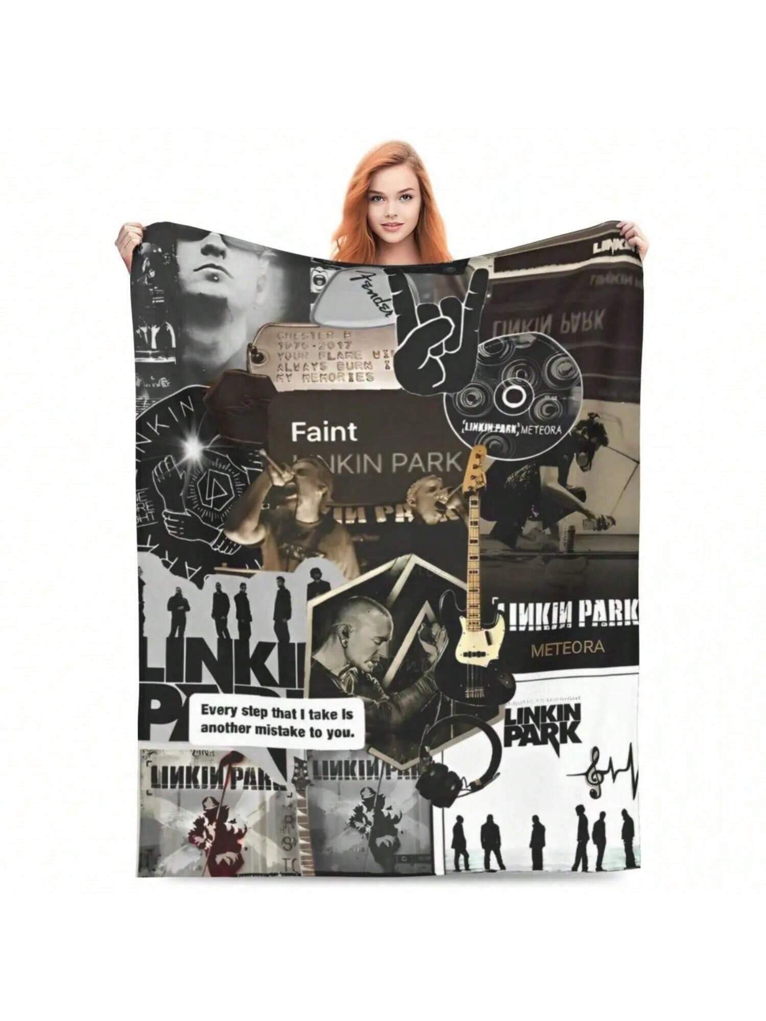 Coperta in pile L-Linkin Rock Park, coperta super calda per divano, camera da letto, piumino colore grigio