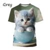 Children's T-Shirt Cute Cat Graphic Girl Round Neck Kids Clothes Fashion Summer Top