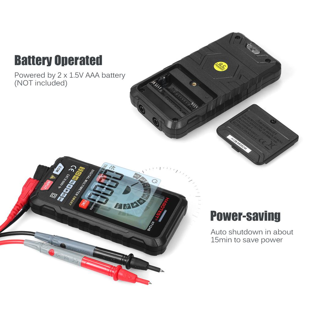 HABOTEST HT124B Smart Digital Multimeter 4000 Counts True   Auto Ranging Voltage Meter with Backlight LCD Screen 600V AC   Voltmeter Electric Test 