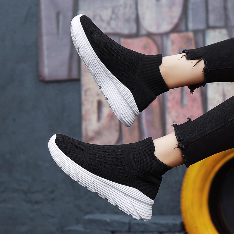 Breathable Men's/Women's Running Shoes Flying-Knit Elastic Socks Shoes Outdoor Fitness Sneakers