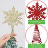 Yousheng Snowflake Tree Topper Gold Red Glittered Iron Star for Christmas Tree Easy Installation Festive Decoration for Holiday Parties