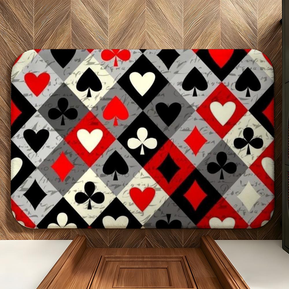Game P-Poker Suit A-Ace Floor Mat Soft Flannel Entrance Door Mat Non Slip Absorbent Bathroom Bedroom Floor Rug