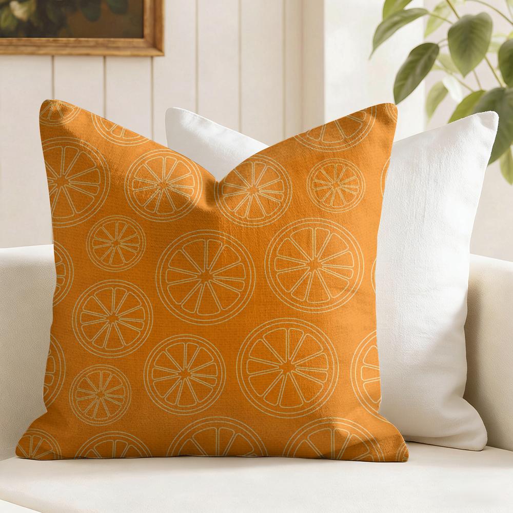 Orange Pattern Cushion Cover Natural Linen Pillow Cover DoubleSided Print Cushion Cover for Sofa Home Decor