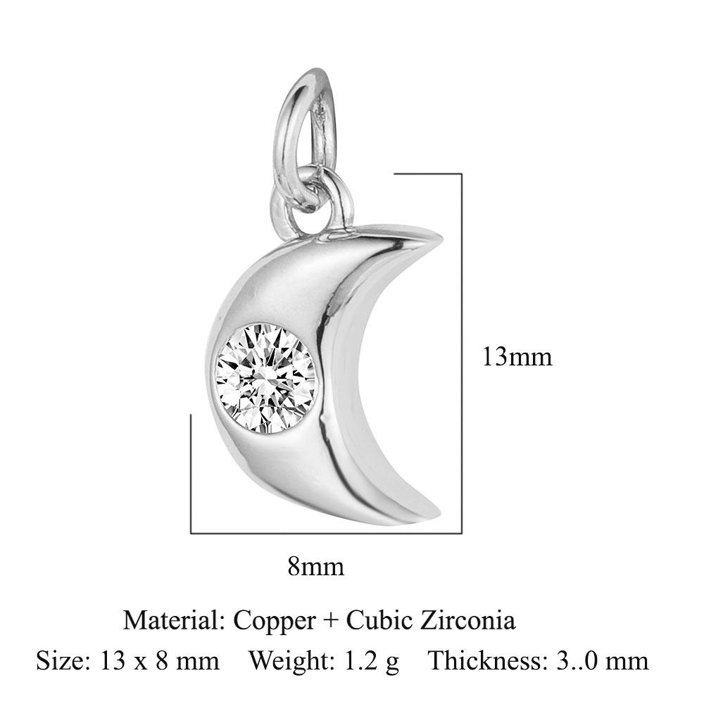 3pcs/Lot Crescent Moon Copper Zircon DIY Jewelry Pendant Octagonal Star Heart Butterfly CZ Charms Necklace Making