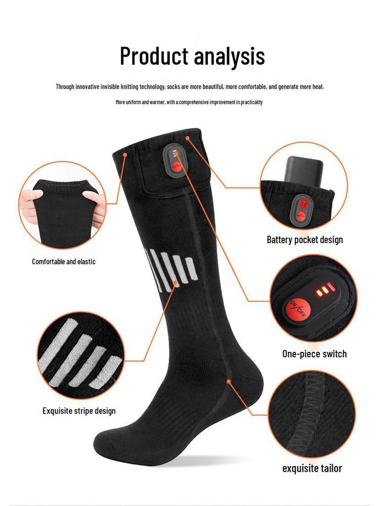 Cross-Border Electric Heating Socks for Outdoor Skiing and Foot Warming