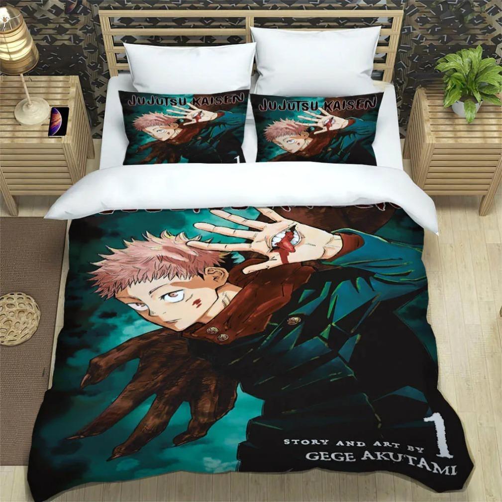 Japan Anime Teenagers Gifts Jujutsu Kaisen Bedding Set Sato Gojo Duvet Cover Sets Twin Queen King Single Size