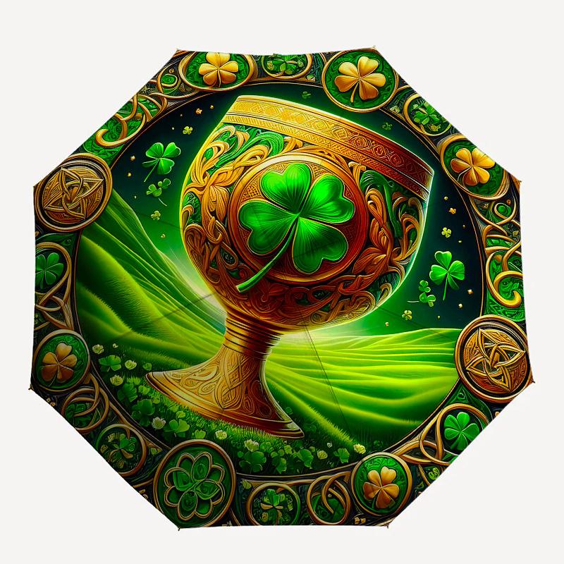 Four-Leaf Clover Ornament: Luck in Every DetailUmbrella, Portable 3-Fold Compact Umbrella for Men & Women Gift