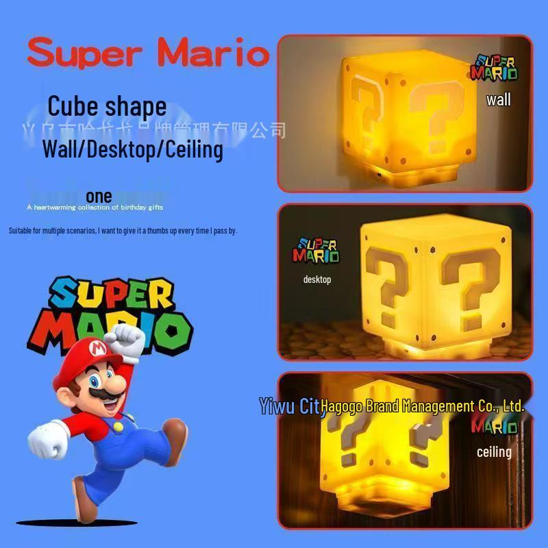 LED Super Mario Question Mark Light - USB Rechargeable Night Lamp with Sound