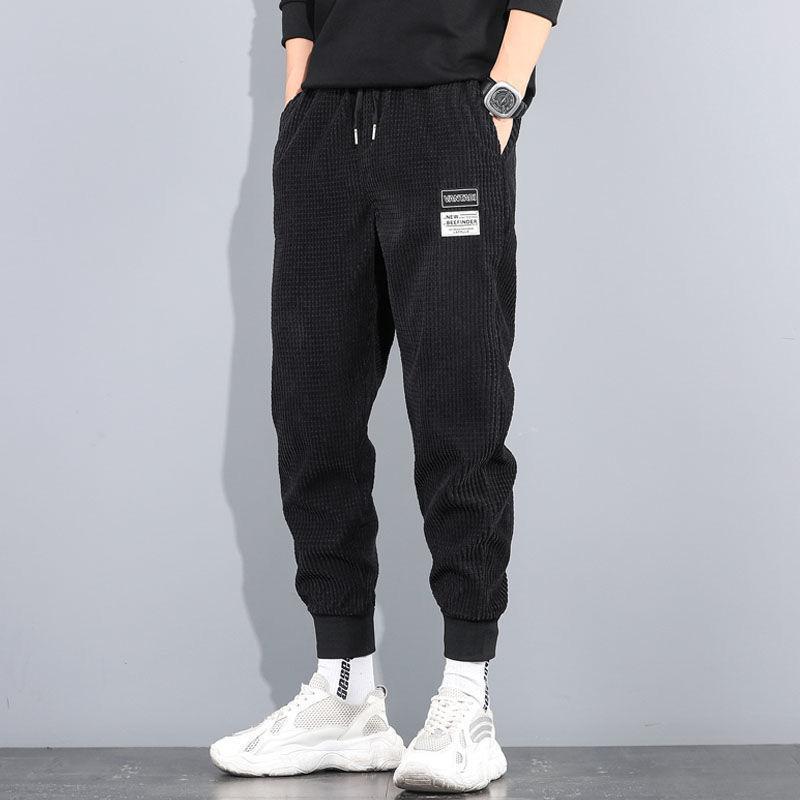 Herren Frühling Herbst Winter Übergröße Cord Dicker Schnürung Warme Hosen Sport und Freizeit Bequem Locker Samt Hosen