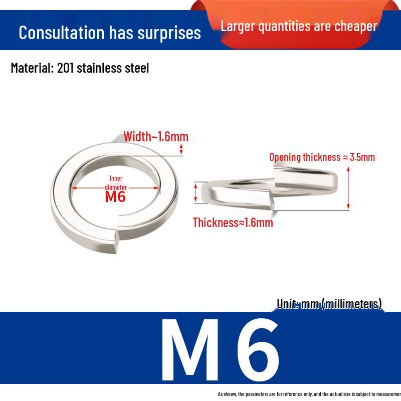 304 Stainless Steel Split Spring Washer Spacer Ring (M3, M5, M6, M8)