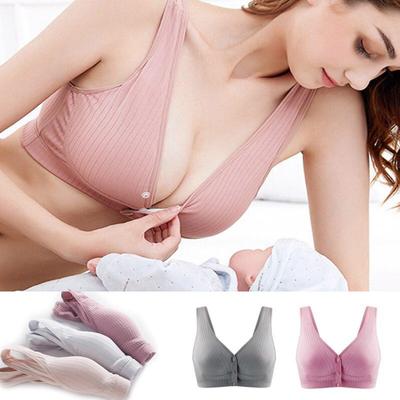 Undershirt Type Breastfeeding Bra, Cotton Non-steel Ring Maternity Underwear Without Scar Back, Front Open Buckle Breastfeeding Bra