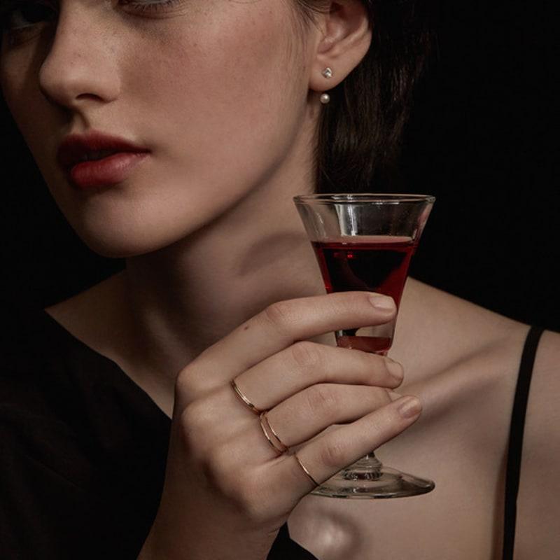 LUNNE [Exclusive] 14k Layered Round Silver Ring (14k Gold) #RN08