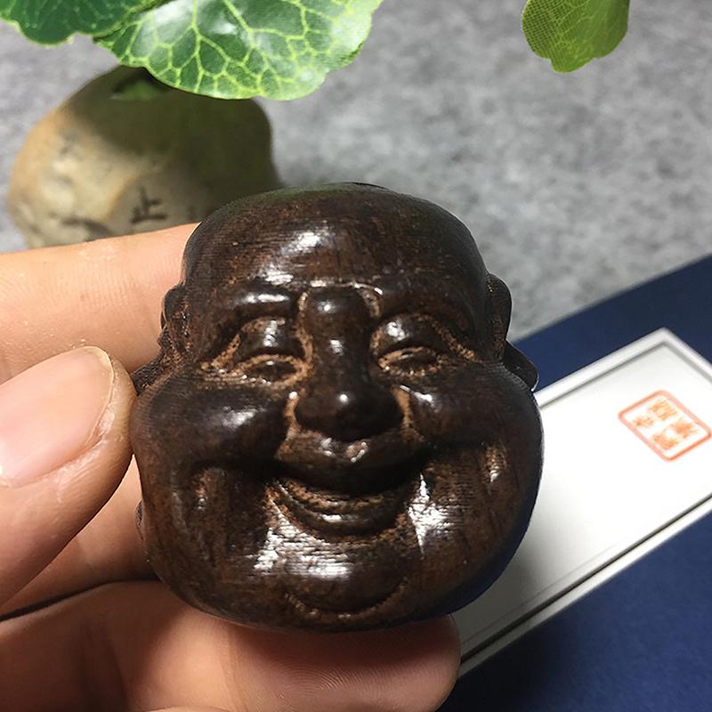 

Collectibles Chinese Hand Carved Wooden Buddhism Four Face Buddha Head Statues 1PC