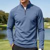 Men's Half Zip Stand Collar Sweatshirt with Zip Pockets, Stretch Long Sleeve Athletic Pullover for Gym and Outdoor Activities