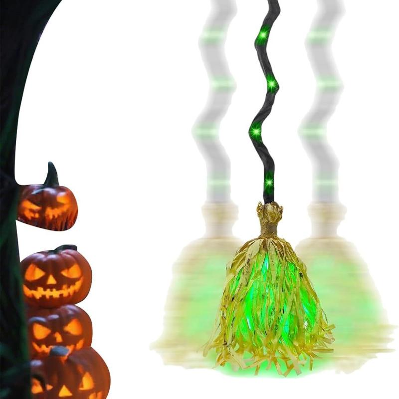Vynikající svítící koště čarodějnice se samovolným skákáním pro Halloweenskou párty, dárek, dekorace, vnitřní oslava