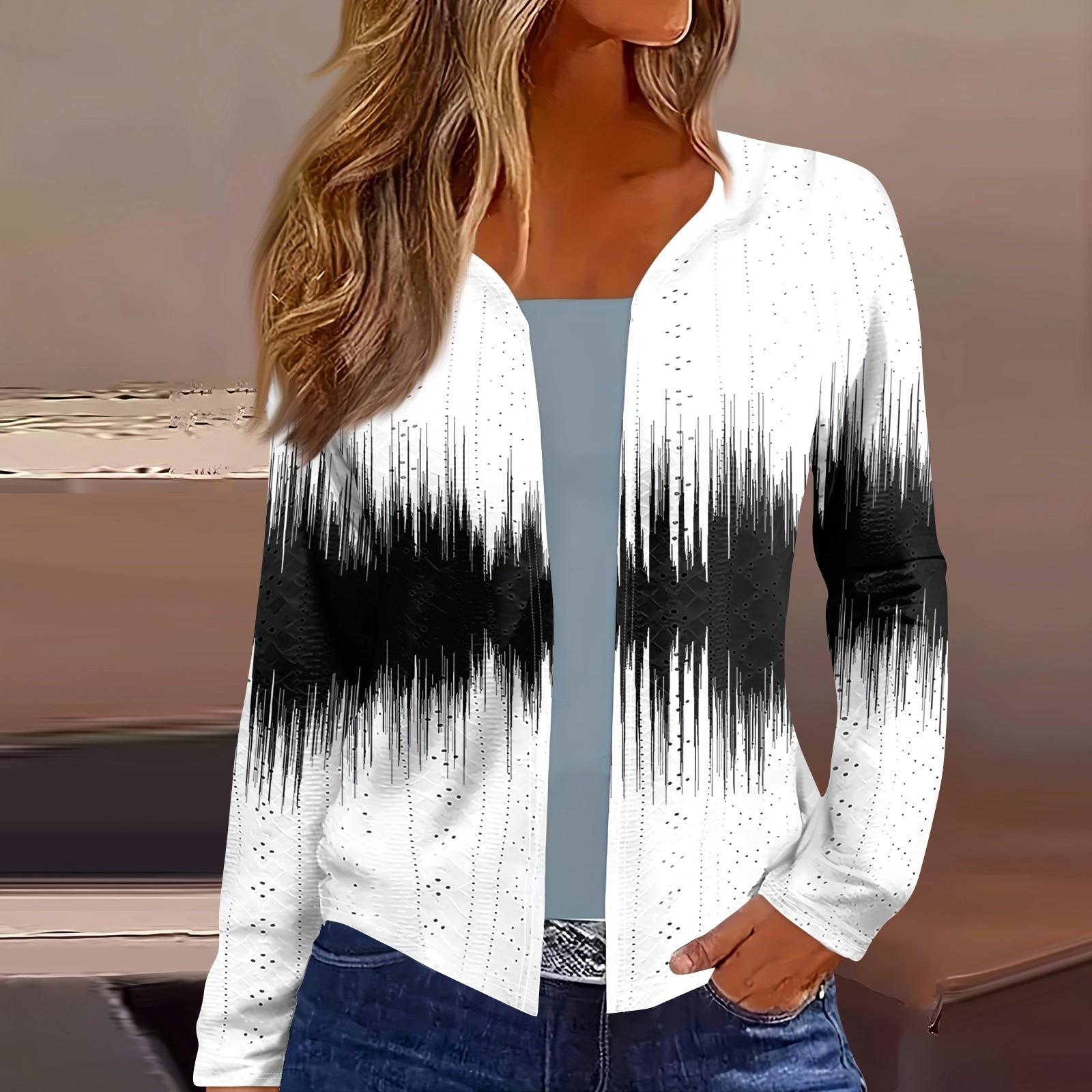 

Женский топ с длинным рукавом и принтом, повседневная мода на выходные, тонкий кардиган, блузка XL белый