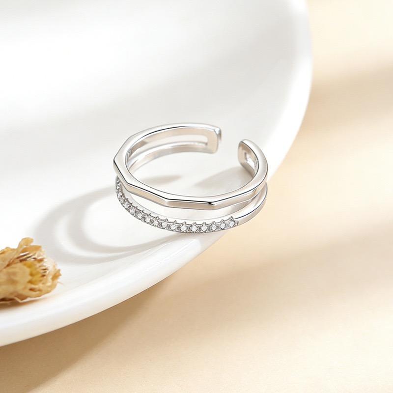 Xiaomi BF CLUB 925 Sterling Rings for Women Simple Geometric Handmade Irregular Retro Double Layered CZ Ring Allergy For Birthday Gift