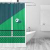 Soccer-Themed Shower Curtain, Green & Blue Football Graphic, Polyester Material, Machine Washable Bathroomsoccer Fan Gift