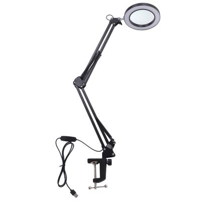 LED Clamp Light with 5X Magnifier Adjustable Brightness Workbench Lamp for Industrial Repair