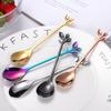 6Pcs Creative Personality Stainless Steel Gold Spoons Tree Leaf Spoon Coffee Spoon Tea Spoon Home Restaurant Dessert Cutlery Set