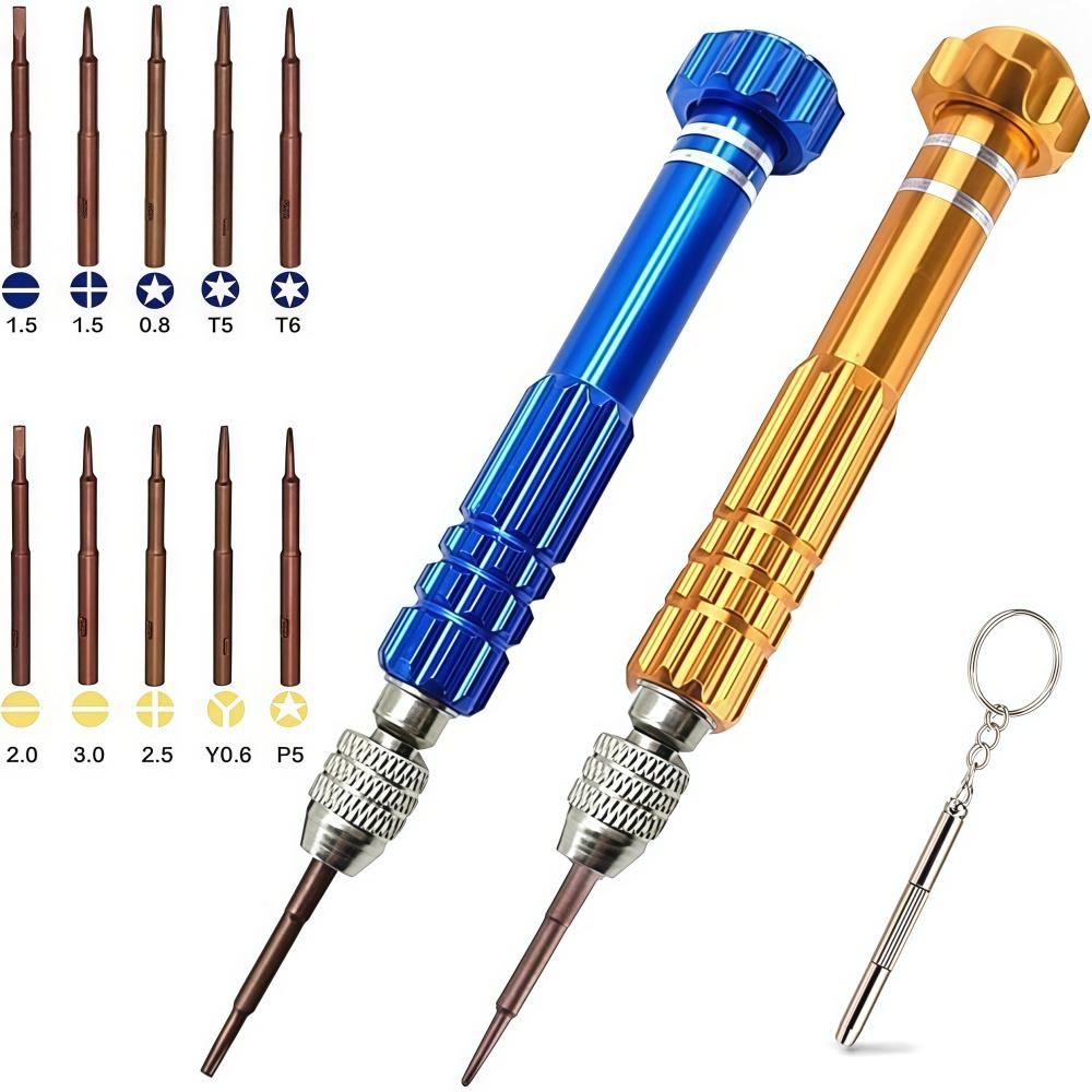 Precision Screwdriver Set with 5 BitsAluminum Handle,Summer Phone Laptop Repair Tool for DIY,Electronics Maintenance Home Fixing