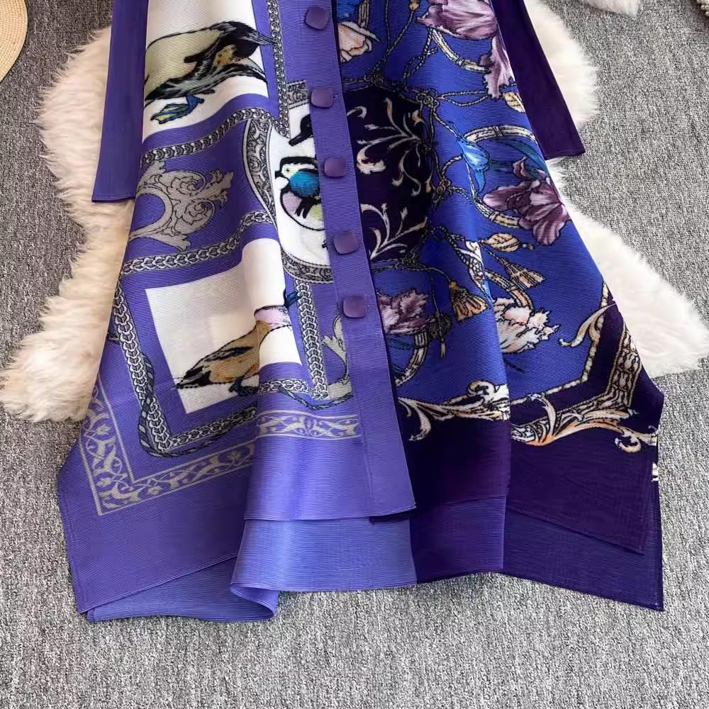 Autumn Fashion Miyake Draped Shirt Dresses Women Colorblock Single Breasted Loose Oversized Folds Pleated Party Vestidos