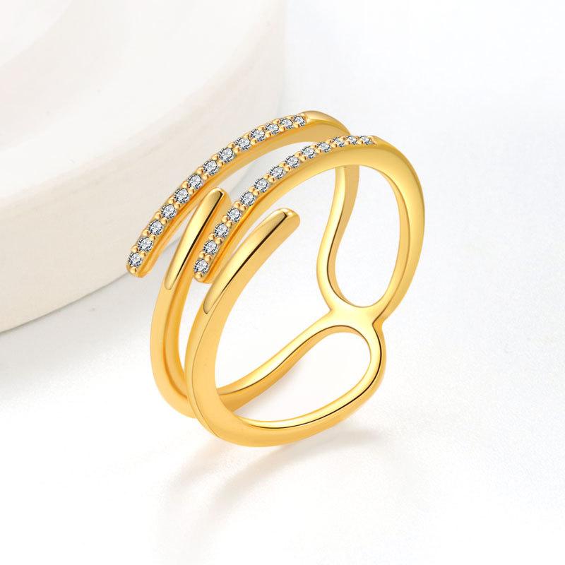 925 Sterling Silver Jewelry Luxury Crystal Double Staggered Finger Rings for Women Wedding Party Jewelry For Girls Friend Gift