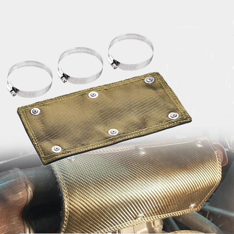 Titanium Pipe Heat Shield Exhaust Heat Shield Car Motorcycle Heat Guard Cover Wrap with Stainless Steel Clamps Heat Protection