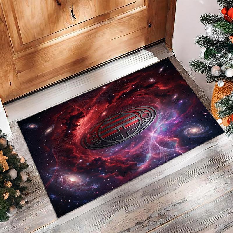 Tappeto in Flanella Stampato AC Milan Antiscivolo Morbido Poliestere Tappeto per Pavimento Tappetino Decorativo da Interno per Camera da Letto Soggiorno Divano Sala Giochi Decorazione Casa