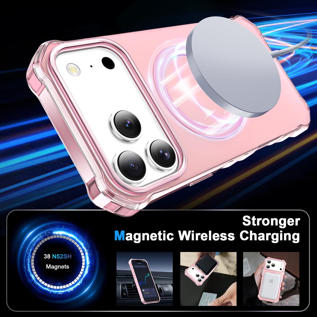For iPhone 17 Pro Max Case Compatible with MagSafe Small Wavy Edge PC+TPU Phone Cover